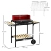 BARBECUE A CARBONELLA CON GRIGLIA REGOLABILE E 3 RIPIANI IN METALLO LEGNO 103X47X95 CM ROSSO