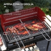 BARBECUE A CARBONELLA CON GRIGLIA REGOLABILE E 3 RIPIANI IN METALLO LEGNO 103X47X95 CM ROSSO