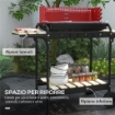 BARBECUE A CARBONELLA CON GRIGLIA REGOLABILE E 3 RIPIANI IN METALLO LEGNO 103X47X95 CM ROSSO