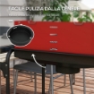 BARBECUE A CARBONELLA CON GRIGLIA REGOLABILE E 3 RIPIANI IN METALLO LEGNO 103X47X95 CM ROSSO
