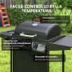 BARBECUE A GAS CON 4 BRUCIATORI INDIPENDENTI E COPERCHIO CON TERMOMETRO 108X54X97 CM NERO