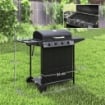 BARBECUE A GAS CON 4+1 BRUCIATORI INDIPENDENTI E COPERCHIO CON TERMOMETRO 121X54X97 CM NERO