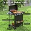 BARBECUE A GAS CON 4+1 BRUCIATORI INDIPENDENTI E COPERCHIO CON TERMOMETRO 121X54X97 CM NERO