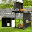 BARBECUE A GAS CON 4+1 BRUCIATORI INDIPENDENTI E COPERCHIO CON TERMOMETRO 121X54X97 CM NERO