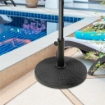 BASE PER OMBRELLONE ROTONDA EFFETTO RATTAN DA 12.5 KG SUPPORTO PER PALI DA 38MM E 48MM 44.5 CM NERO