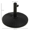 BASE PER OMBRELLONE ROTONDA EFFETTO RATTAN DA 12.5 KG SUPPORTO PER PALI DA 38MM E 48MM 44.5 CM NERO