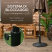 BASE PER OMBRELLONE ROTONDA EFFETTO RATTAN DA 12.5 KG SUPPORTO PER PALI DA 38MM E 48MM 44.5 CM NERO
