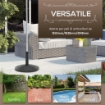 BASE PER OMBRELLONE ROTONDA EFFETTO RATTAN DA 12.5 KG SUPPORTO PER PALI DA 38MM E 48MM 44.5 CM NERO