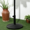 BASE PER OMBRELLONE ROTONDA EFFETTO RATTAN DA 12.5 KG SUPPORTO PER PALI DA 38MM E 48MM 44.5 CM NERO