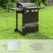 BARBECUE A GAS CON BRUCIATORI INDIPENDENTI COPERCHIO CON TERMOMETRO E TAVOLINO LATERALE NERO 98X57X123 CM