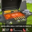BARBECUE A GAS CON BRUCIATORI INDIPENDENTI COPERCHIO CON TERMOMETRO E TAVOLINO LATERALE NERO 98X57X123 CM