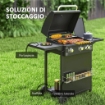 BARBECUE A GAS CON BRUCIATORI INDIPENDENTI COPERCHIO CON TERMOMETRO E TAVOLINO LATERALE NERO 98X57X123 CM