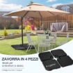 BASAMENTO PER OMBRELLONE SET 4 PEZZI IMPILABILI CON MANIGLIE INTEGRATE IN HDPE 99.7X99.7X8.3 CM NERO