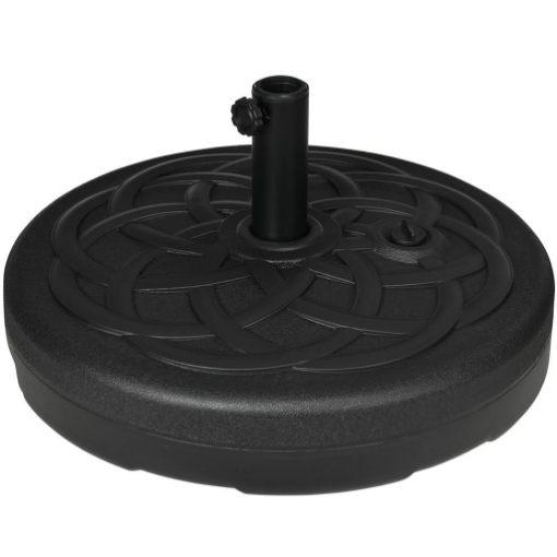 BASE PER OMBRELLONE ROTONDA IN PLASTICA RIEMPIBILE CON ACQUA E SABBIA PER PALI DA 38-48 MM Ø56 CM NERO