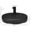 BASE PER OMBRELLONE ROTONDA IN PLASTICA RIEMPIBILE CON ACQUA E SABBIA PER PALI DA 38-48 MM Ø56 CM NERO