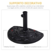 BASE PER OMBRELLONE A MEZZALUNA DA 3.8 E 4.8 MM IN RESINA CON MANOVELLA 50X31X32 CM NERO