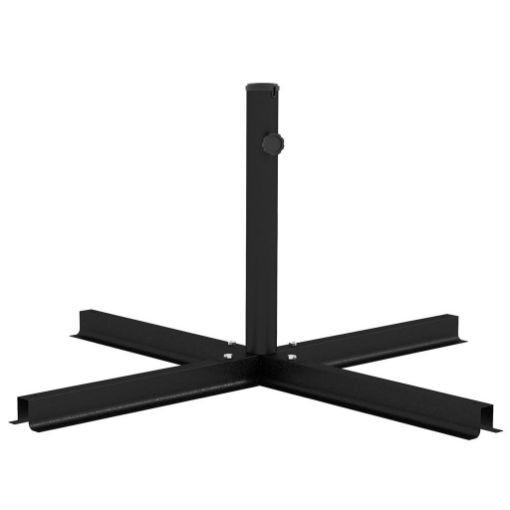 BASE PER OMBRELLONE A CROCE IN ACCIAIO CON VITE LATERALE 100X100X75 CM NERO