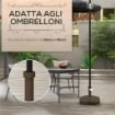 BASE PER OMBRELLONE CON RUOTE RIEMPIBILE FINO A 20 KG PER PALI DA Ï22-38 MM 45X45X39 CM MARRONE