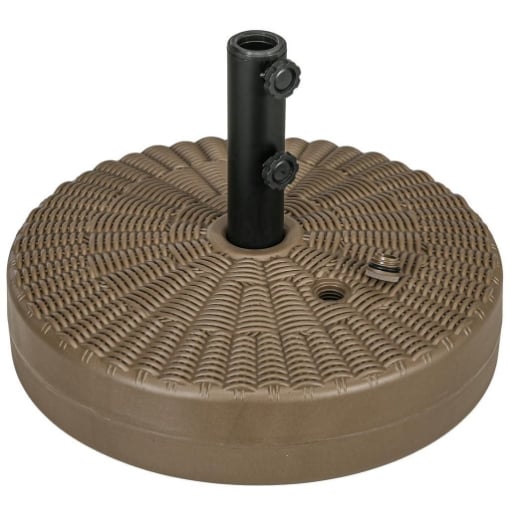 BASE PER OMBRELLONE CON 2 MANOPOLE INCORPORATE IN HDPE E ACCIAIO 51X36 CM MARRONE E NERO