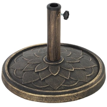 BASE PER OMBRELLONE DA 12 KG CON MANOVELLA INTEGRATA IN RESINA METALLO E CEMENTO 46X34 CM BRONZO