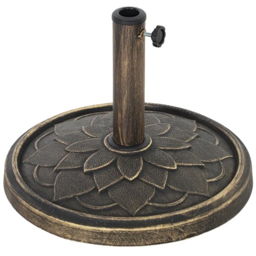 BASE PER OMBRELLONE DA 12 KG CON MANOVELLA INTEGRATA IN RESINA METALLO E CEMENTO 46X34 CM BRONZO