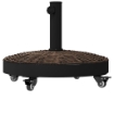 BASE PER OMBRELLONE DA GIARDINO ROTONDA A 4 RUOTE CON FRENI IN ACCIAIO E RESINA  Ø 52X41 CM BRONZO E NERO