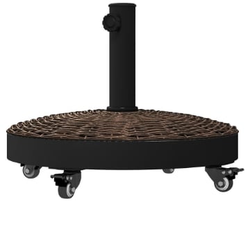 BASE PER OMBRELLONE DA GIARDINO ROTONDA A 4 RUOTE CON FRENI IN ACCIAIO E RESINA  Ø 52X41 CM BRONZO E NERO