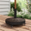 BASE PER OMBRELLONE DA GIARDINO ROTONDA A 4 RUOTE CON FRENI IN ACCIAIO E RESINA  Ø 52X41 CM BRONZO E NERO