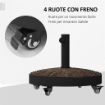 BASE PER OMBRELLONE DA GIARDINO ROTONDA A 4 RUOTE CON FRENI IN ACCIAIO E RESINA  Ø 52X41 CM BRONZO E NERO