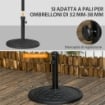 BASE PER OMBRELLONE DI 14KG PER PALI DA 32-38 MM METALLO E CEMENTO Ø 46 CM NERO