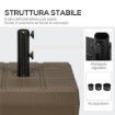BASE PER OMBRELLONE DA GIARDINO RIEMPIBILE CON MANIGLIA IN HDPE E ACCIAIO 49X49X36.5 CM MARRONE