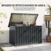 BAULE DA ESTERNO DA 400L IN ACCIAIO ZINCATO CON SERRATURA E 2 CHIAVI 124X66X72 CM GRIGIO SCURO