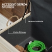 BAULE DA ESTERNO 185 L 2 RUOTE CON TELO INTERNO E COPERCHIO IN LEGNO DI ABETE 110X50X50 CM COLOR LEGNO