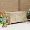 BAULE DA ESTERNO 185 L 2 RUOTE CON TELO INTERNO E COPERCHIO IN LEGNO DI ABETE 110X50X50 CM COLOR LEGNO