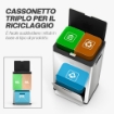 BIDONE IMMONDIZIA A 3 SEZIONI DA 56L CON SUPPORTO PER DEODORANTE IN ACCIAIO E POLIPROPILENE 45.7X35.8X76 CM ARGENTO