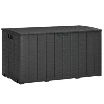 BAULE DA GIARDINO DA 366L EFFETTO LEGNO IN PLASTICA 122.4X62X64.5 CM NERO