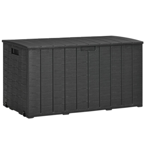 BAULE DA GIARDINO DA 366L EFFETTO LEGNO IN PLASTICA 122.4X62X64.5 CM NERO