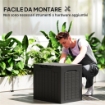 BAULE DA GIARDINO CON MANIGLIE, CONTENITORE PORTA ATTREZZI IMPERMEABILE 56X41X50 CM NERO