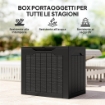 BAULE DA GIARDINO CON MANIGLIE, CONTENITORE PORTA ATTREZZI IMPERMEABILE 56X41X50 CM NERO