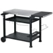 CARRELLO BARBECUE CON TAVOLINO PIEGHEVOLE IN ACCIAIO INOX 2 RUOTE E ACCESSORI 125X65X84 CM NERO