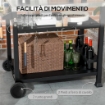 CARRELLO BARBECUE CON TAVOLINO PIEGHEVOLE IN ACCIAIO INOX 2 RUOTE E ACCESSORI 125X65X84 CM NERO
