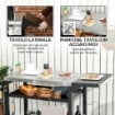 CARRELLO BARBECUE CON TAVOLINO PIEGHEVOLE IN ACCIAIO INOX 2 RUOTE E ACCESSORI 125X65X84 CM NERO