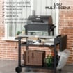 CARRELLO BARBECUE CON TAVOLINO PIEGHEVOLE IN ACCIAIO INOX 2 RUOTE E ACCESSORI 125X65X84 CM NERO