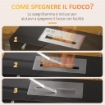 CAMINO BIOETANOLO IN METALLO E VETRO 3H DI COMBUSTIONE CON SERBATOIO 1.5L E COPERTURA 25M² 60X26X50 CM NERO