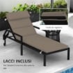 CUSCINO PER SDRAIO E LETTINO PRENDISOLE IN TESSUTO CON LACCI DI FISSAGGIO GRIGIO SCURO 196X 63 CM