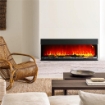 CAMINO ELETTRICO DA INCASSO E PARETE 1800W CON FIAMME COLORATE LED REGOLABILI TEMPERATURA FINO 40C NERO
