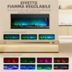 CAMINO ELETTRICO DA INCASSO E PARETE 1800W CON FIAMME COLORATE LED REGOLABILI TEMPERATURA FINO 40C NERO