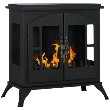 CAMINO A BIOETANOLO IN ACCIAIO INOX CON BRUCIATORE DA 0.9L PER 3 ORE DI DURATA 55X31X55CM NERO