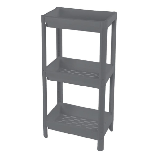 SCAFFALE IN PLASTICA CON 3 RIPIANI 36 X 23 X H70 CM COLORE GRIGIO