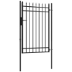 Cancelletto di Sicurezza con Serratura, 3 Chiavi e 2 Paletti, in Acciaio Zincato, 107x204 cm, Nero